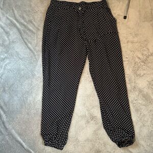 Pink Martini black cloth pants with white + pattern size large